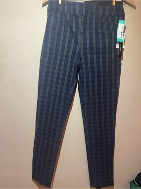 NWT Violets & Roses Plaid Ankle Pants/ Blue Green Slim Career Pants/ 4/27